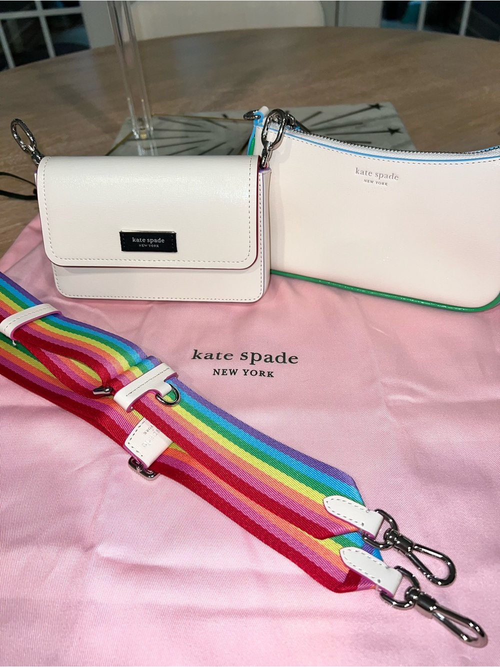 kate spade White & Rainbow Crossbody!! Like new!